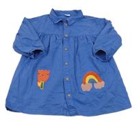 Modré propínací šaty s obrázky Next