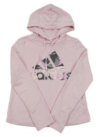 Světlerůžová mikina s logem a kapucí Adidas