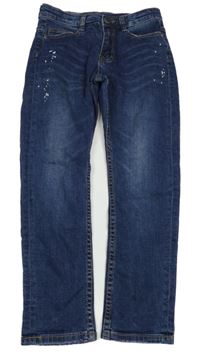 Tmavomodré rifle s flíčky 