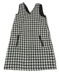 Černo-bílé kostkované šaty Tu