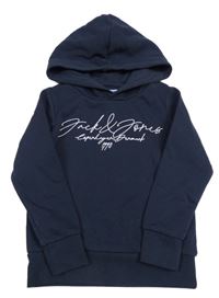 Tmavomodrá mikina s logem a kapucí Jack & Jones