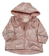 Světlerůžová třpytivá nepromokavá jarní bunda s kapucí Ergee