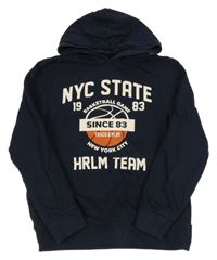 Tmavomodrá mikina s potiskem a kapucí C&A