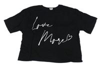 Černé crop tričko s nápisem River Island