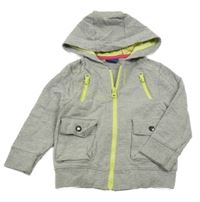 Šedo-žlutá propínací mikina s nápisem a kapucí Cherokee