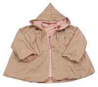 Světlerůžová vzorovaná nepromokavá jarní bunda s kapucí 