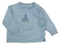 Světlemodrý propínací svetr s medvídkem Nutmeg