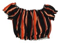 Černo-růžovo-oranžový pruhovaný crop top New Look 