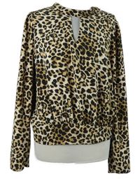 Dámská béžovo-černá vzorovaná balonová halenka s průstřihem Dorothy Perkins