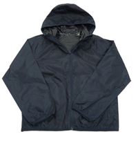 Tmavomodrá šusťáková nepromokavá bunda s kapucí