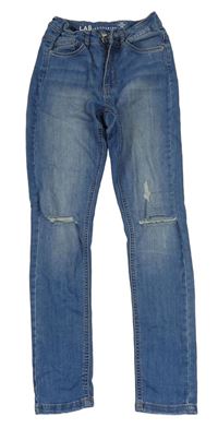 Modré skinny rifle s dírami 