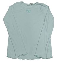 Světlemodré žebrované triko s motýlem H&M