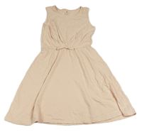 Světlerůžové bavlněné šaty s mašlí H&M