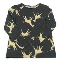 Antracitové triko s žirafami H&M