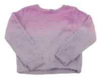 Růžovo-lila ombré chlupatý svetr Primark