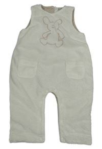 Smetanový chlupatý zateplený kalhotový overal s králíčkem zn. Grain de blé
