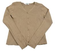 Béžový žebrovaný propínací svetr zn. Primark