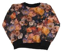 Černo-barevná květovaná mikina Next