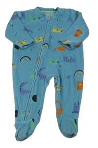 Modrý fleecový overal se zvířaty George