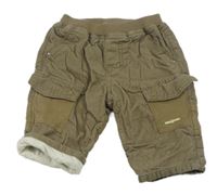 Hnědé manšestrové podšité kalhoty s úpletovým pasem Mexx