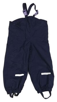 Tmavomodré šusťákové podšité laclové kalhoty Pocopiano