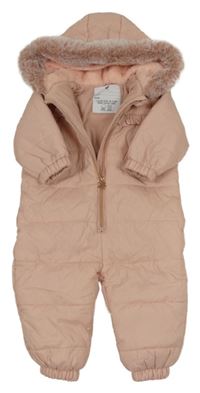 Světlerůžová šusťáková zimní kombinéza s kapucí V by Very