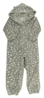 Šedá puntíkatá chlupatá kombinéza s kapucí-srnka F&F
