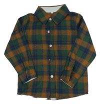 Tmavozeleno-hnědá kostkovaná košile 