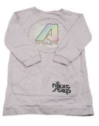 Lila teplákové šaty s nápisem Next