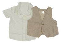 2set - Bílá košile + béžová vesta H&M
