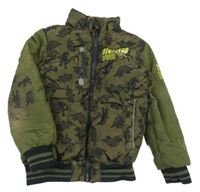 Khaki šusťáková zateplená bunda s dinosaury Kiki&Koko