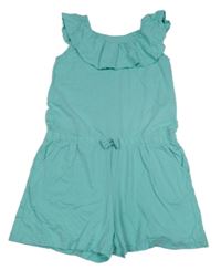 Světlemodrý kraťasový bavlněný overal s volánem Pepperts