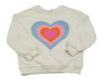 Bílá mikina s našitým srdíčkem Zara