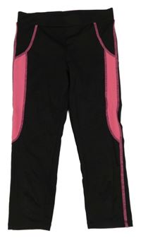 Černo-neonově růžové sportovní capri legíny 
