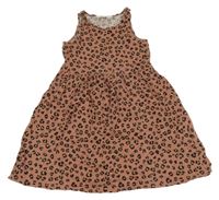 Starorůžovo-černé leopardí bavlněné šaty H&M