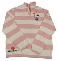 Světlerůžovo-smetanová pruhovaná mikina s Kitty a stojáčkem Sanrio