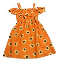 Oranžové šaty se slunečnicemi Shein