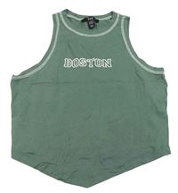 Khaki crop top s nápisem New Look
