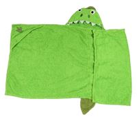 Zelená froté osuška s kapucí - dinosaurus George 