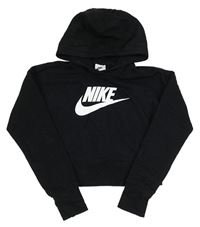 Černá crop mikina s logem a kapucí Nike 