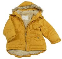 Žlutá šusťáková zimní parka s kapucí Nutmeg