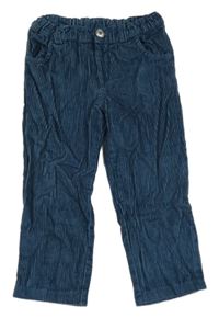 Tmavomodré manšestrové kalhoty 