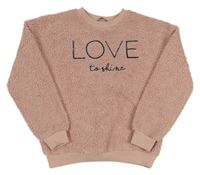 Světlerůžová huňatá mikina s nápisem George 