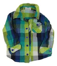 Limetkovo-tmavomodrá kostkovaná košile Topolino