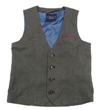 Hnědo-béžová kostkovaná podšitá slavnostní vesta Next 