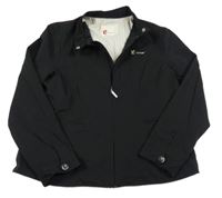 Černá šusťáková jarní bunda s výšivkou 