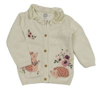 Smetanový propínací svetr s ježky F&F