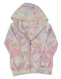 Barevná batikovaná propínací mikina s kapucí Next 