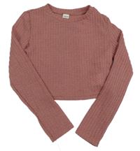 Růžový vzorovaný crop svetr Shein