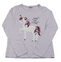 Levandulové triko s jednorožcem z flitrů Kids